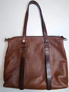 Rudsak Large Brown Pebbled Leather Tote Bag | Work Travel Laptop Shopper